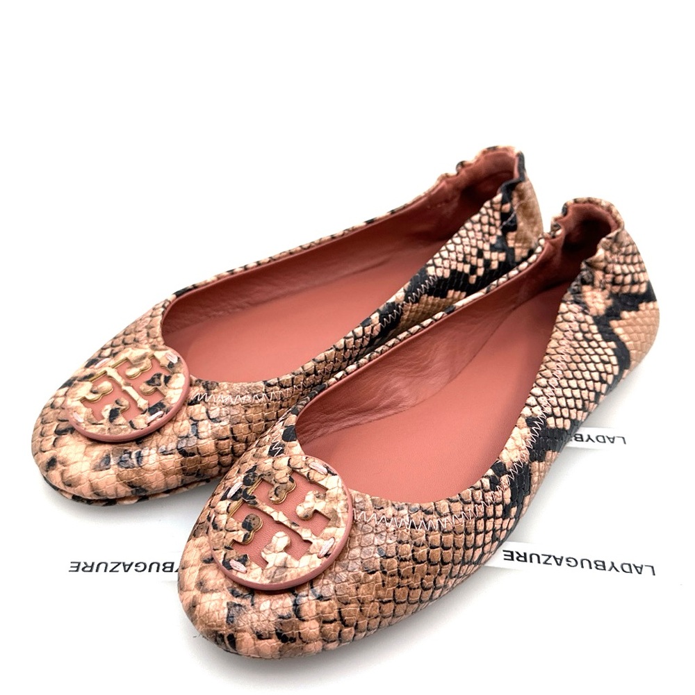 NWOB Tory Burch Minnie Travel Ballet Flat Embossed Leather Size:7.5 w/dust bag - Picture 3 of 9